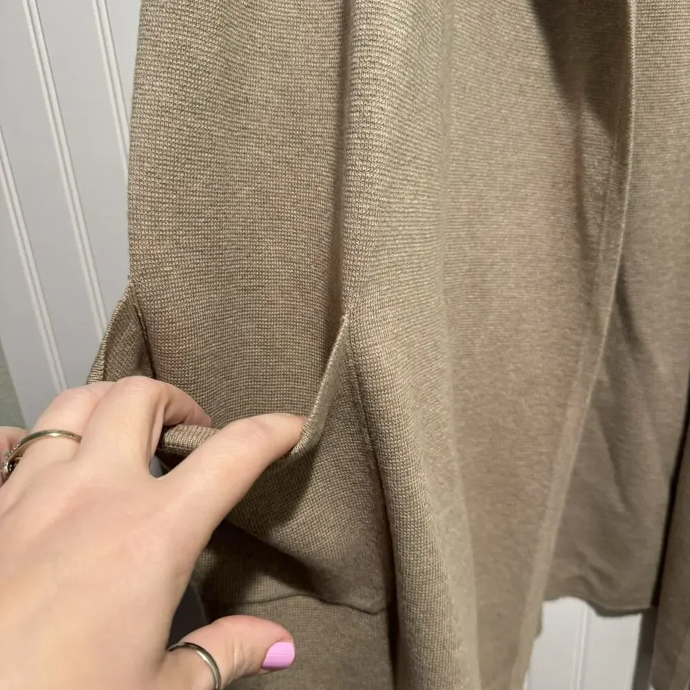 J Crew Beige Juliette Collarless Open Front Cardigan Cotton Wool Plus Size 2X - Picture 4 of 7